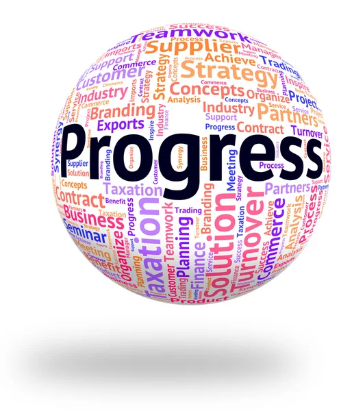 Progress Word Indicates Words Growth And Headway — Stock Photo, Image