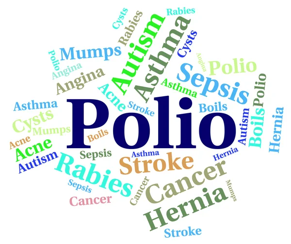 Palabra de polio significa enfermedad y enfermedad — Foto de Stock