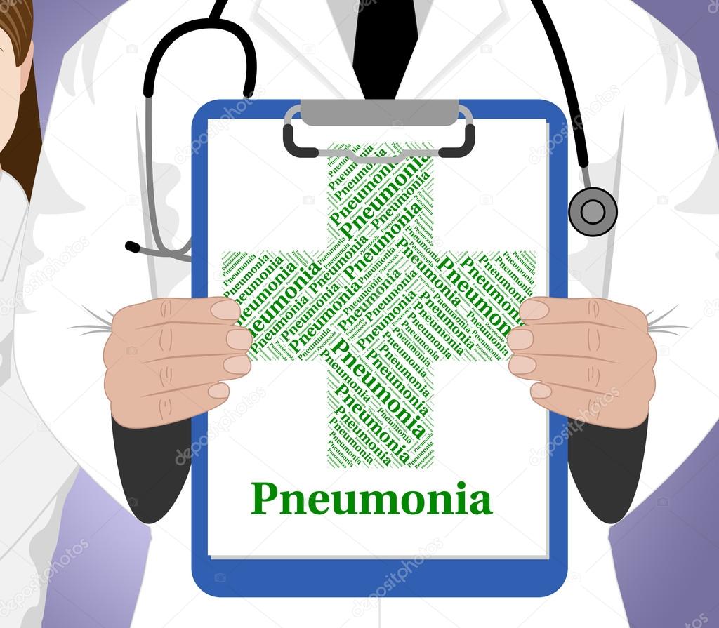 Pneumonia Word Shows Poor Health And Ailment