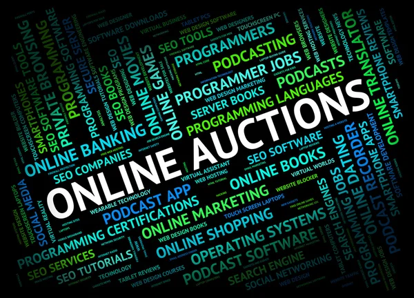 Online Auctions Means World Wide Web And Searching — Stock Photo, Image