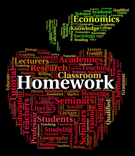 Domácí úkol slovo ukazuje studie přiřazení a vzdělání — Stock fotografie