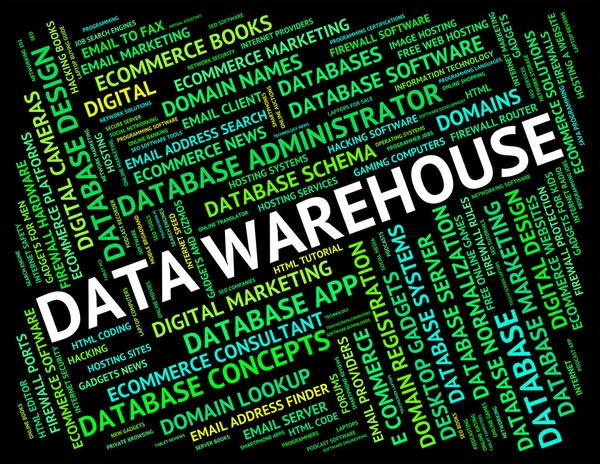 Data Warehouse middelen tekst feit en magazijn — Stockfoto
