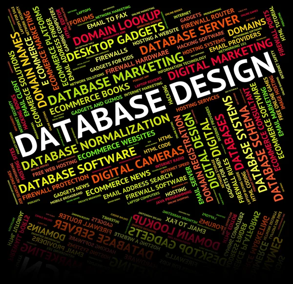 La progettazione del database rappresenta il computer e le parole di calcolo — Foto Stock