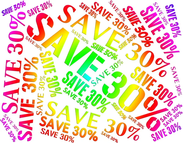 Save Thirty Percent Indicates Promotional Savings And Promotion — Stock Photo, Image