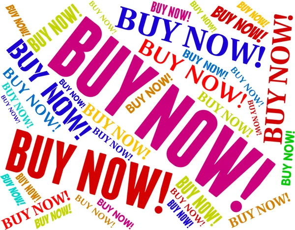 Buy Now Indicates At The Moment And Buying — Stock Photo, Image