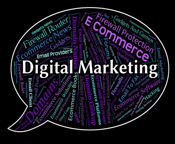 Digital Marketing Means Computer Sales And Promotions — Stock Photo, Image