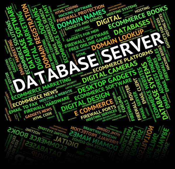 Сервер баз данных означает обслуживание серверов и компьютеров — стоковое фото