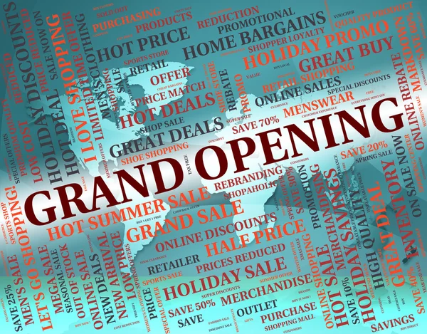 Grand Opening representerar invigningen Text och introduktion — Stockfoto
