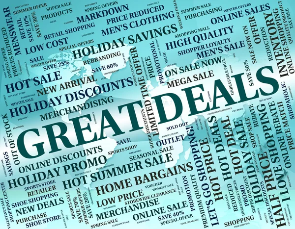 Great Deals Represents Bargain Agreement And Impressive — Stock Photo, Image