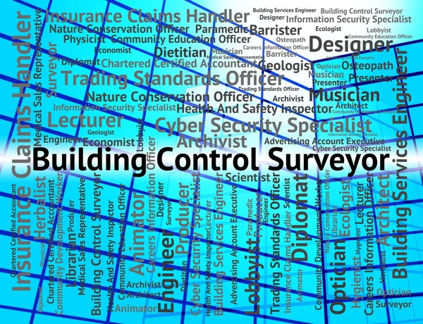 Building Control Surveyor muestra la posición de empleo y Surveyin — Foto de Stock
