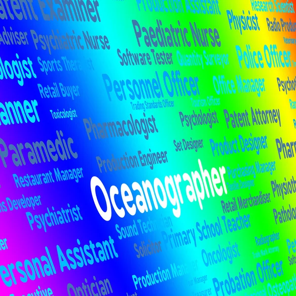 L'emploi d'océanographe représente les mots des océanographes et les maritimes — Photo