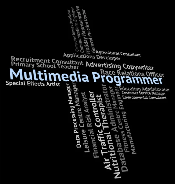 Multimedia Programmer Means Software Engineer and Computer — стоковое фото