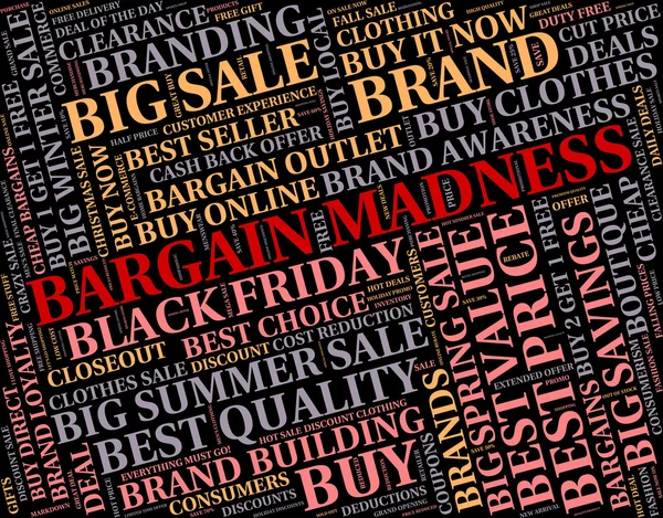 Bargain Madness Mostra Sconto Pazzo E Vendita — Foto Stock