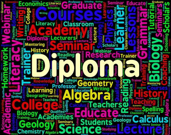 Diploma Palabra Representa Certificados y Texto — Foto de Stock