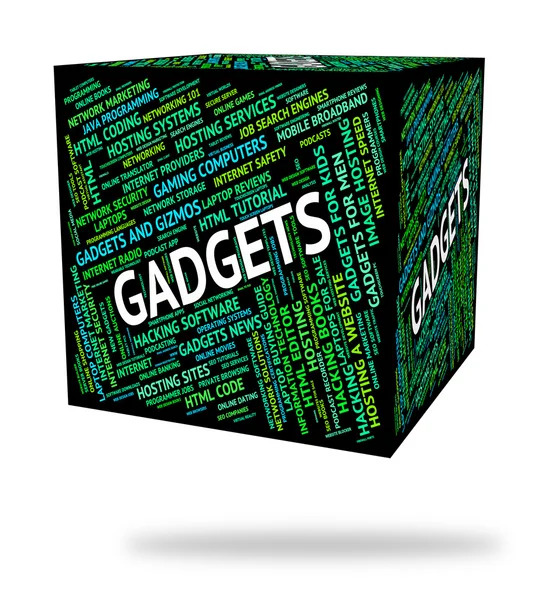 Gadgets woord geeft aan Mod Con, apparaten en toestellen — Stockfoto