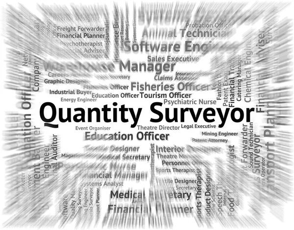 Quantity Surveyor geeft tekst woord en werkgelegenheid — Stockfoto