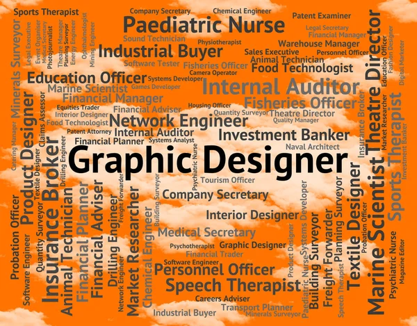 Graphic Designer Rappresenta Disegni Parole e Pittorico — Foto Stock