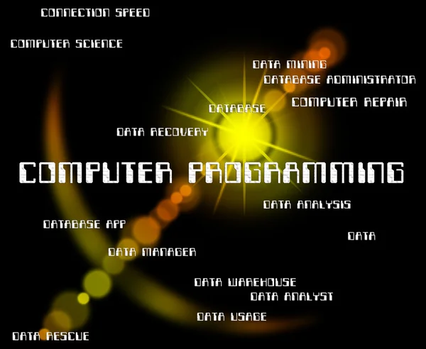 La programmazione del computer indica la progettazione e la comunicazione del software — Foto Stock