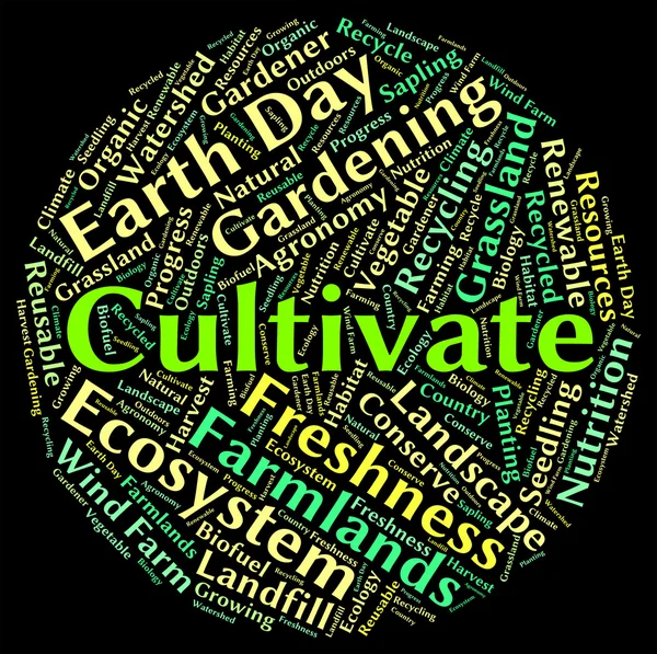 Cultiver Word représente les fermes cultivées et les mots — Photo