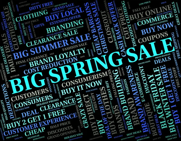 Big Spring Sale Indicates Offers Promo And Springtide — Stock Photo, Image