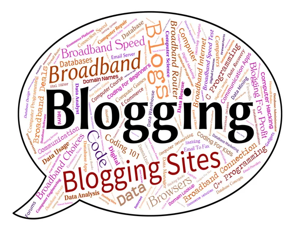 Blogging Word indica palabras del sitio y Weblog — Foto de Stock