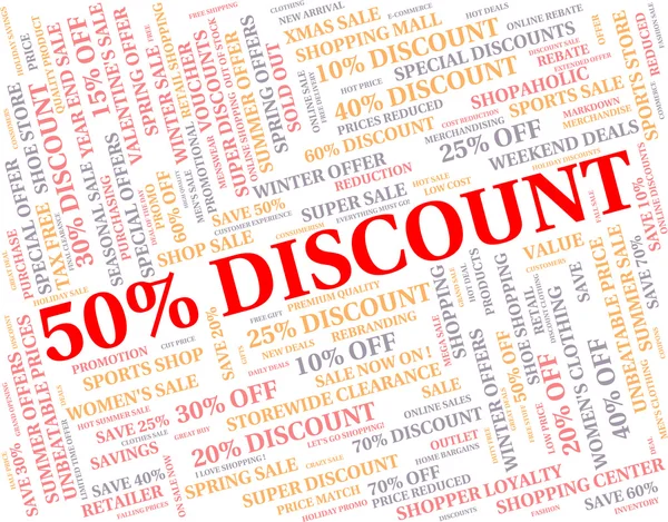 Fifty Percent Off Indicates Bargain Reduction And Cheap — Stock Photo, Image