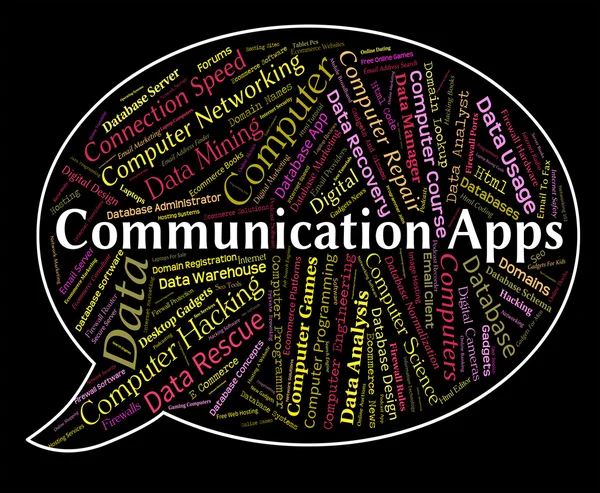 Aplicaciones de comunicación significa software de aplicación e Internet — Foto de Stock