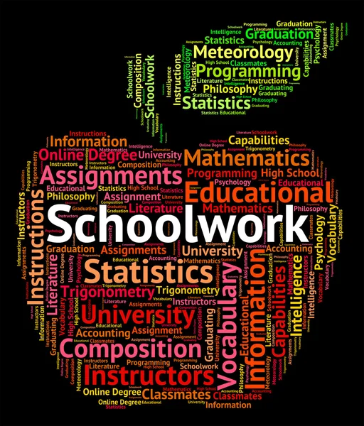 Schoolwork Word Indicates Undertaking Homework And Text — Stock Photo, Image