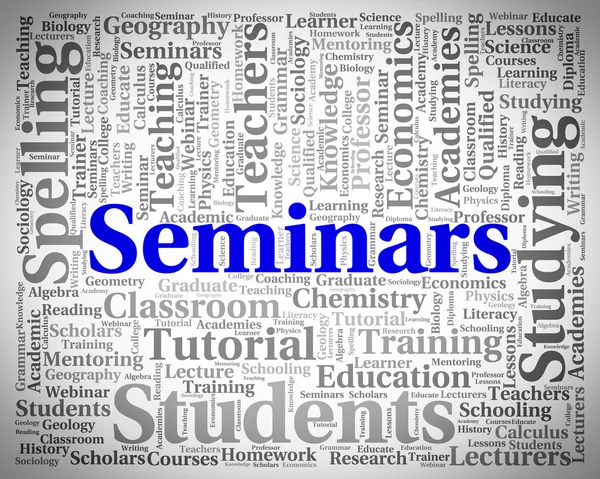 Seminars Word Indicates Words Speaker And Presentation — Stock Photo, Image