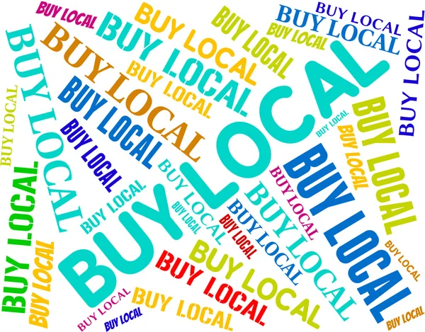 Lokale vertegenwoordigt tekst nabijgelegen en Word kopen — Stockfoto