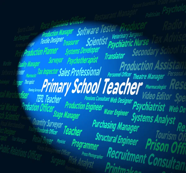 Primary School Teacher Shows Give Lessons And Educate — Stock Photo, Image