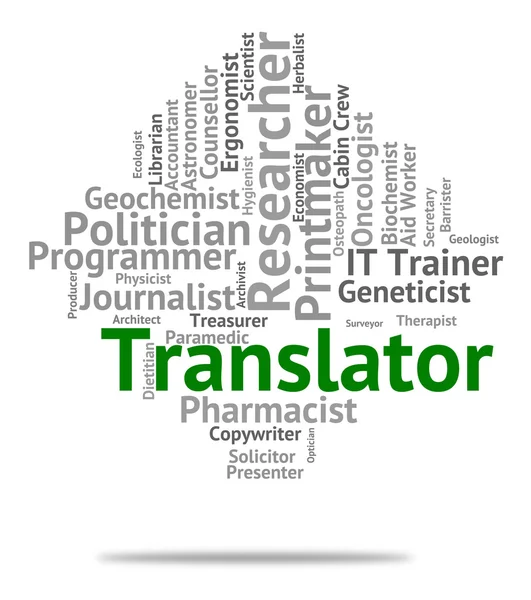 Traductor significa trabajo traduce descifrador y palabra —  Fotos de Stock