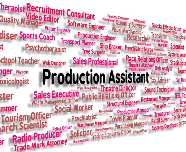 Production Assistant Indicates Making Producing And Aide — Stock Photo, Image