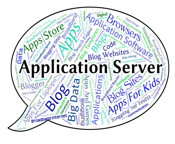 Serwer aplikacji pokazuje słowa tekst i aplikacje — Zdjęcie stockowe