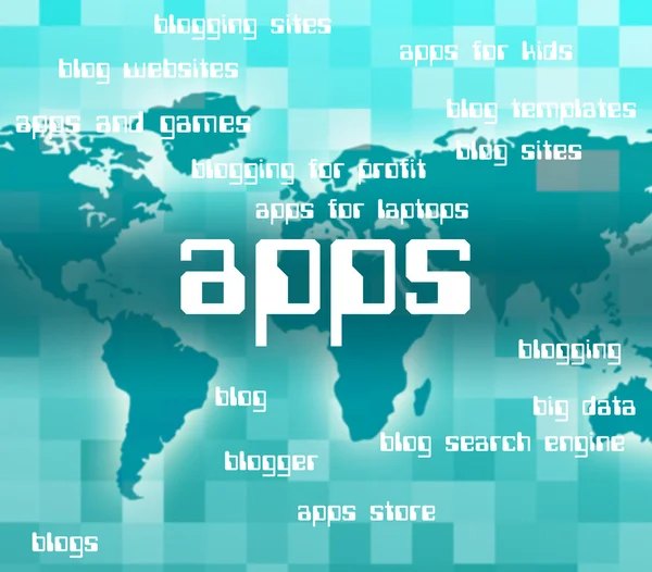 Apps Word Shows Application Software And Computer — Stock Photo, Image