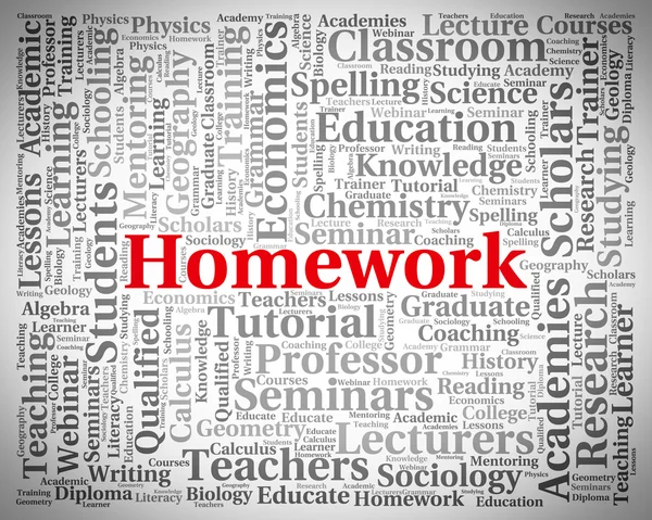 Homework Word Means Learning Education And Task — Stock Photo, Image