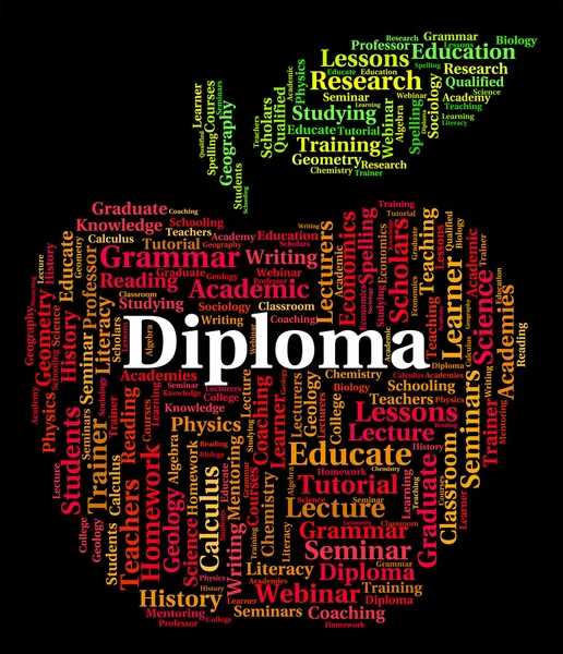 Diploma Word Means Achievement Certificate And Awards — Stock Photo, Image