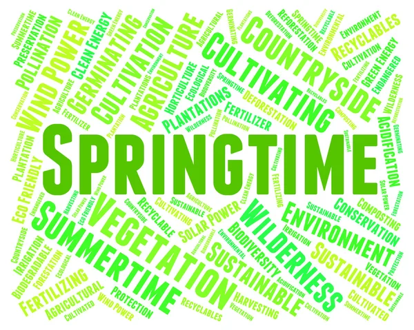 Springtime Word Represents Text Warmth And Words — Stock Photo, Image