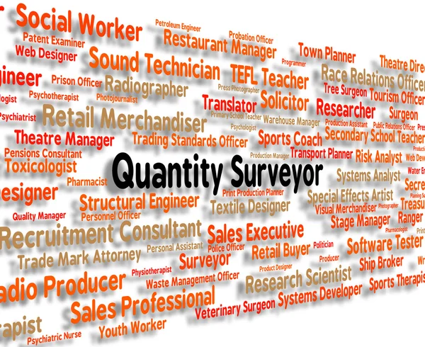 Quantity Surveyor Shows Employment Measurer And Words — Stock Photo, Image