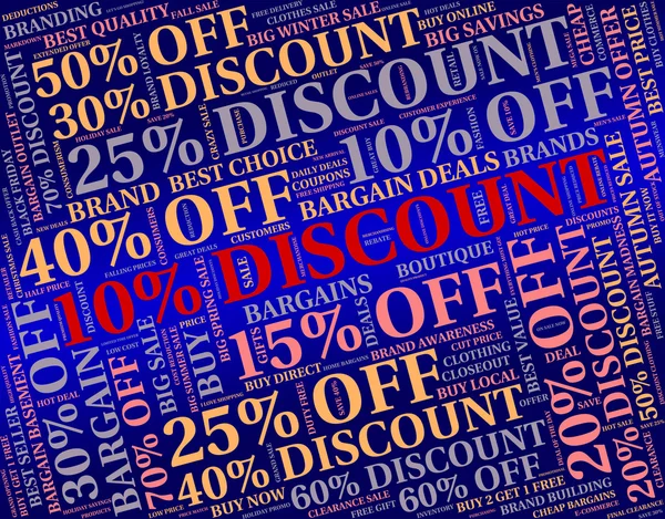 Ten Percent Off Indicates Retail Bargain And Word — Stock Photo, Image