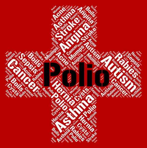 La palabra polio indica mala salud y poliomielitis — Foto de Stock