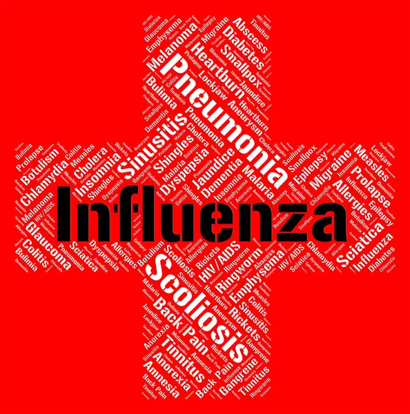 Influenza Word Indicates Poor Health And Afflictions — Stock Photo, Image