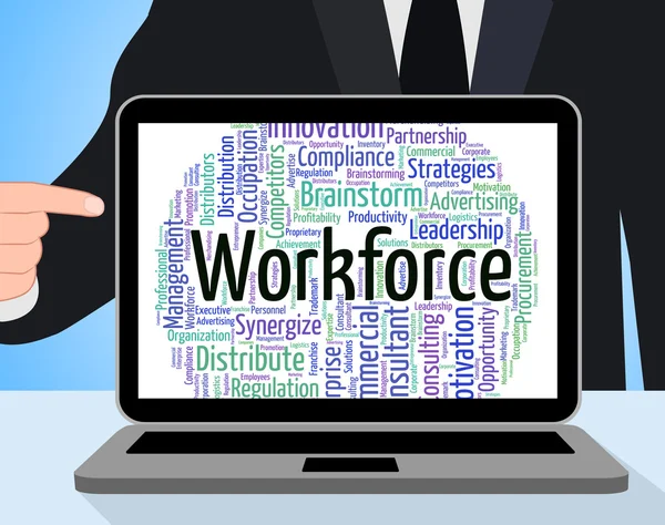 Pracovní síly slovo ukazuje, lidských zdrojů a zaměstnanců — Stock fotografie