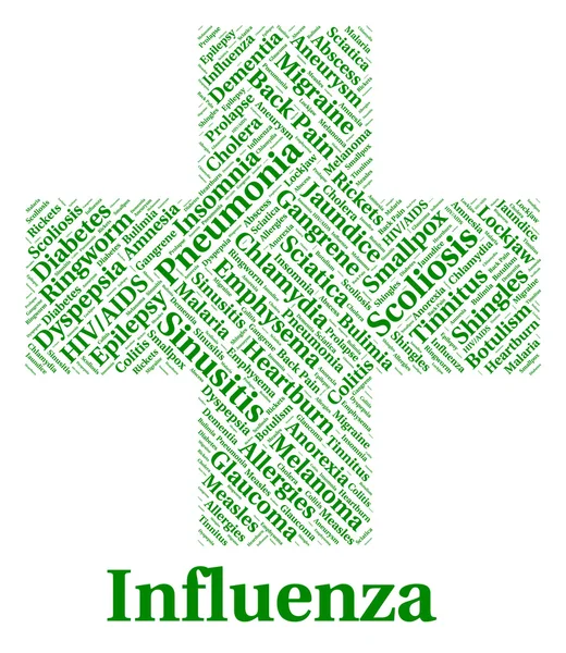 Influenza Sickness Means Poor Health And Afflictions — Stock Photo, Image