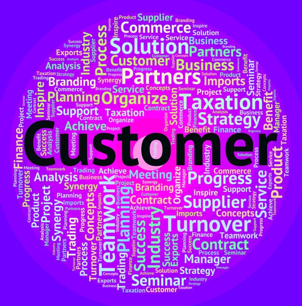 Kunden ordet betyder klienten köpare och Wordclouds — Stockfoto