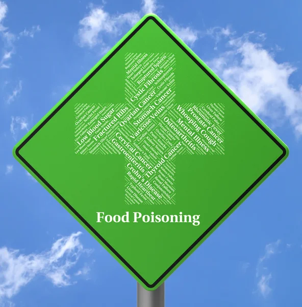 Envenenamento alimentar mostra doença transmitida por alimentos e bactérias — Fotografia de Stock
