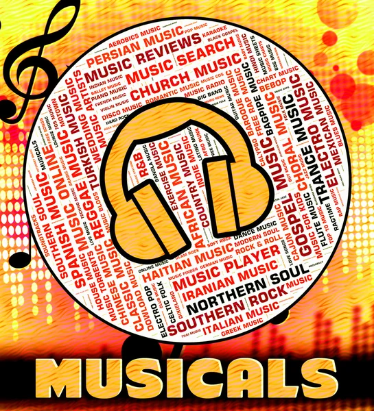 Musicals woord vertegenwoordigt Sound Tracks en Audio — Stockfoto