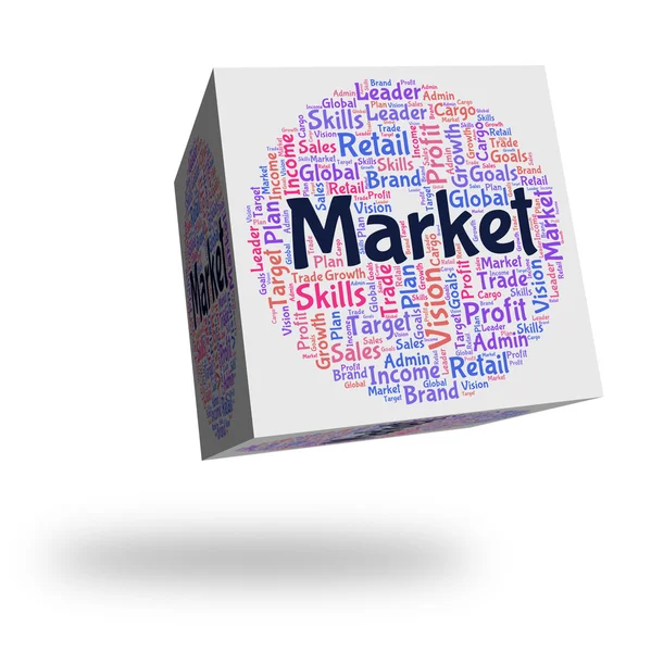 Marktwort zeigt Wordcloud-Werbung und fair — Stockfoto