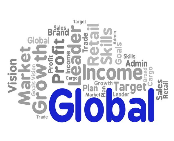 Global Word muestra globalizar Wordcloud y palabras —  Fotos de Stock