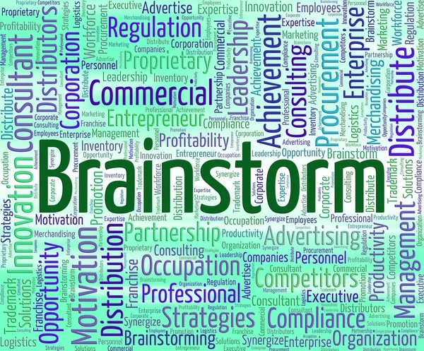 Brainstorming Word rappresenta mettere insieme le teste e Brainstormed — Foto Stock